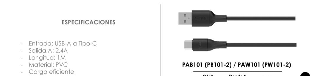 Cable g-tide tipo c pab101-pb101-2