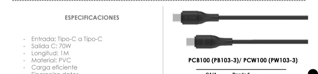 Cable g-tide tipo c pcw100-pw103-3