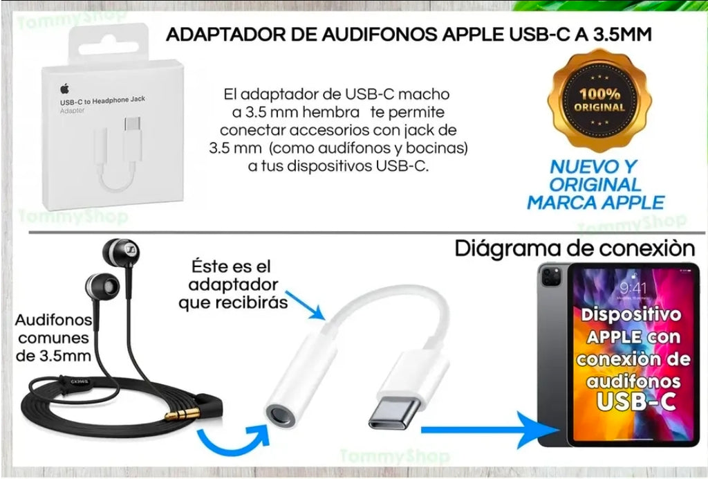 Adaptador tipo 3.5 a c